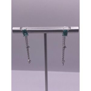 Turquoise Green Gem Stone Tassels Sterling Silver